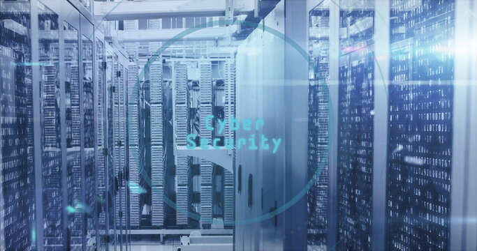 Image of key icon and digital data processing over computer servers