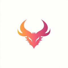 Naklejka premium Abstract head with horns on white background for logo, app icon, or banner