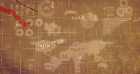 Image of data processing and diagrams over world map