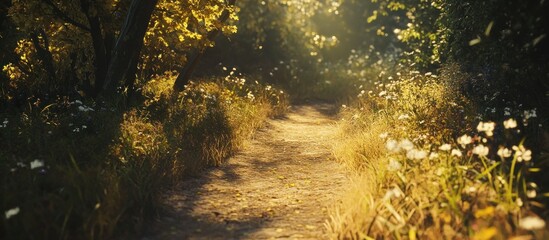 Obraz premium Sunlit Path Through a Forest
