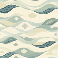 Fototapeta premium Abstract Wavy Pattern: A serene and artistic abstract design featuring flowing wavy lines in soothing shades of blue and cream, creating a sense of calm movement.