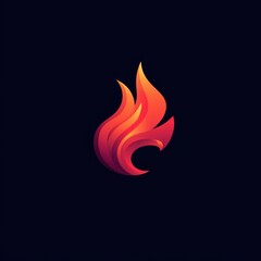 Stylized flame icon on dark background, for use as a digital graphic or logo