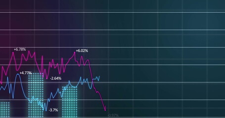 Image of financial data processing over dark background