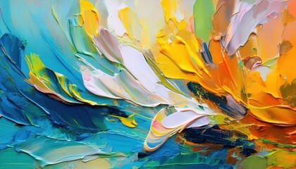 Vibrant Modern Artwork Oil and Acrylic Smear Blot Painting Showcasing Rich Textures on a Monochromatic Wall, Captured in .