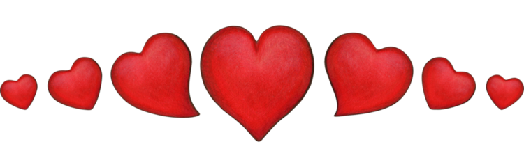 Watercolor hand drawn red hearts