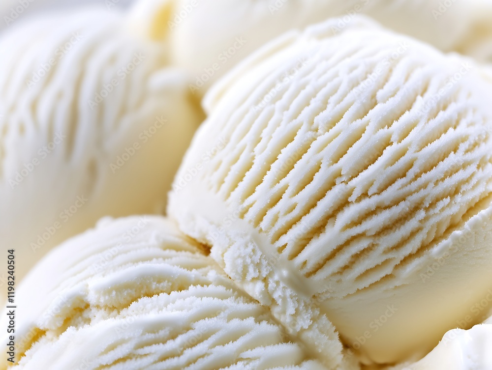 Aufkleber artistic closeup of soft and creamy vanilla ice cream textured scoops : generative ai