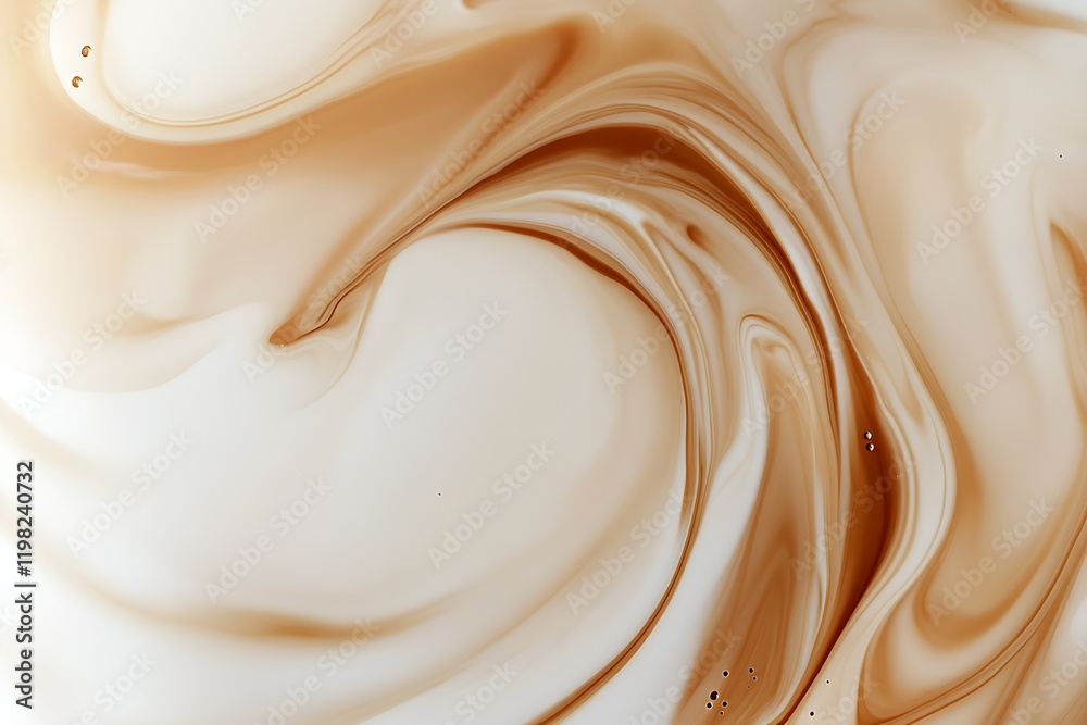 Poster Abstract caramel swirl in cream background showcasing fluid movement and soothing patterns : Generative AI