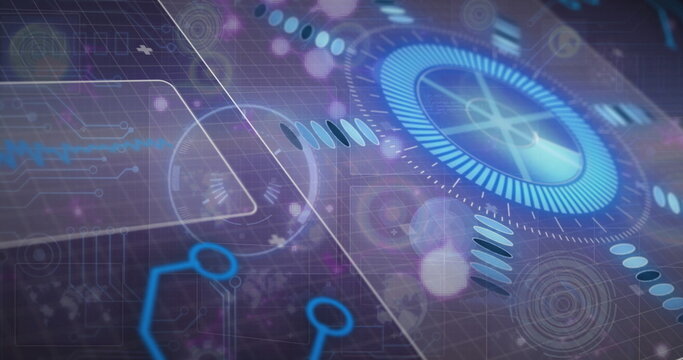Image of data processing and diagrams over scope scanning