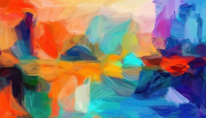 Vibrant Abstraction Modern Impressionistic Masterpiece A Stunning Abstract Poster Print of an Expressive Artwork Employing the Classic Impressionist Technique.