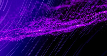 Image of pink shapes and trails moving on black background