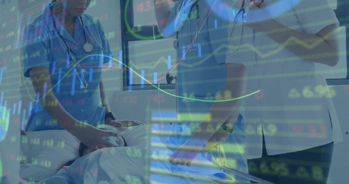Image of financial data processing over diverse doctors - Powered by Adobe