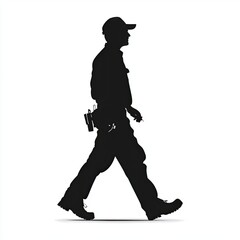 Silhouette of a Construction Worker Walking: A Strong and Minimalist Vector Graphic