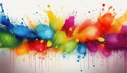 Vibrant and Textured Artwork A Striking Display of Colorful Paint Splatters Creating a Dynamic, Abstract Border Background