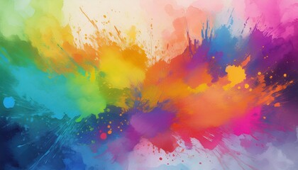 Vivid Multicolor Gradients Ink Splash Artistic Paint Spray and Stains Showcasing a Colorful Watercolor Palette at Dusk