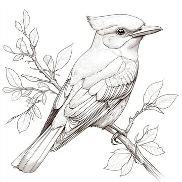 recommend clip art: Steller's Jay Bird: Detailed Pen and Ink Drawing of Avian Wildlife in Nature