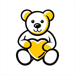 "Colorful and Silhouette Vector Design of Teddy Bear Holding 'I Love You' Heart"