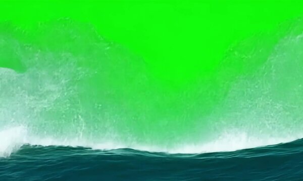 big waves on green screen