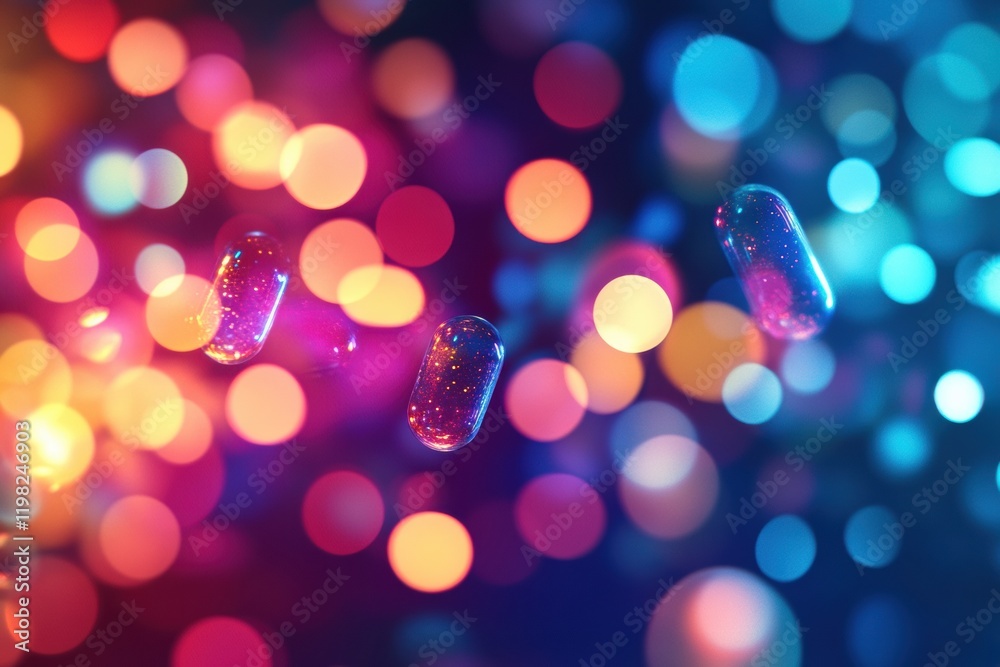 Leinwandbilder abstract visualization of antibiotics interacting with bacteria under a microscope. generative ai