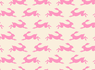 Spring vector seamless pattern with bunny elements. Easter pattern with cute rabbit