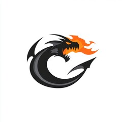 Fiery dragon logo design, game mascot, abstract background, graphic design