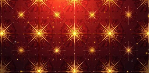 Naklejka premium Elegant gold starburst seamless pattern Abstract Christmas background , design, gold