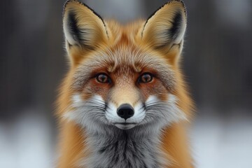 Fototapeta premium close-up portrait of a red fox standing gracefully in a sunlit forest, showcasing its sleek fur and sharp features, emphasizing the beauty of wildlife in natural surroundings