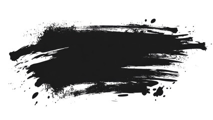 Grunge badge brush, hand drawn black sticker with white background