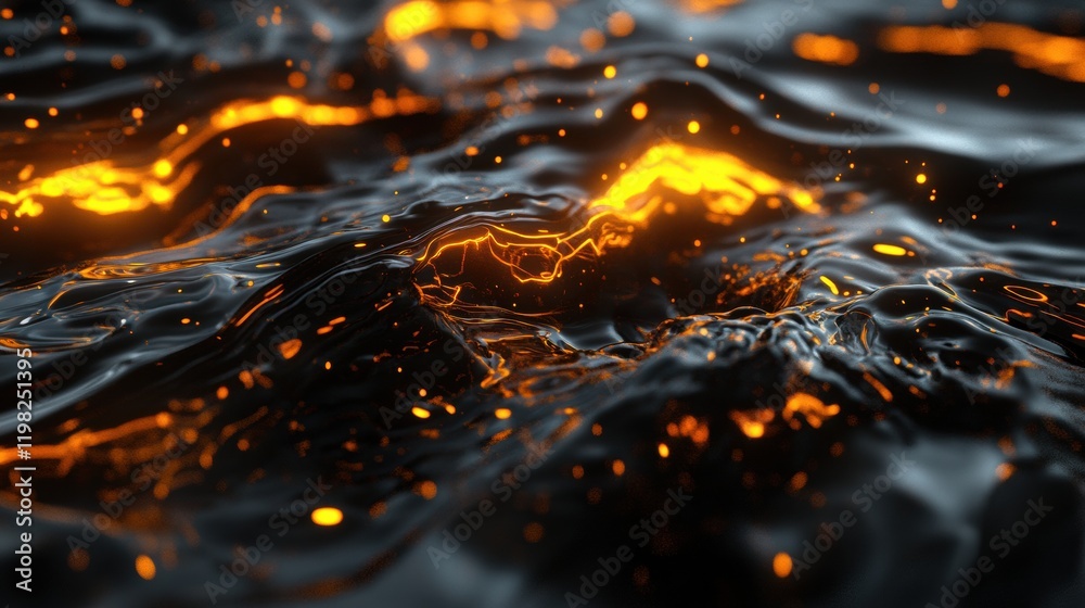 Poster exploring a vibrant 3d render of microbes in a dynamic fluid environment with glowing elements. gene