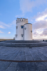 Tower of the Cliffs of Moher in County Clare, Ireland.