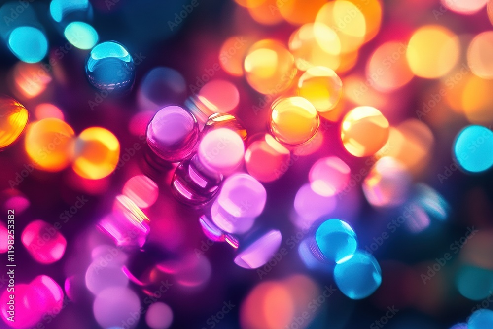 Leinwandbilder Abstract view showcasing interaction of antibiotics and bacteria under a microscope in vibrant colors. Generative AI
