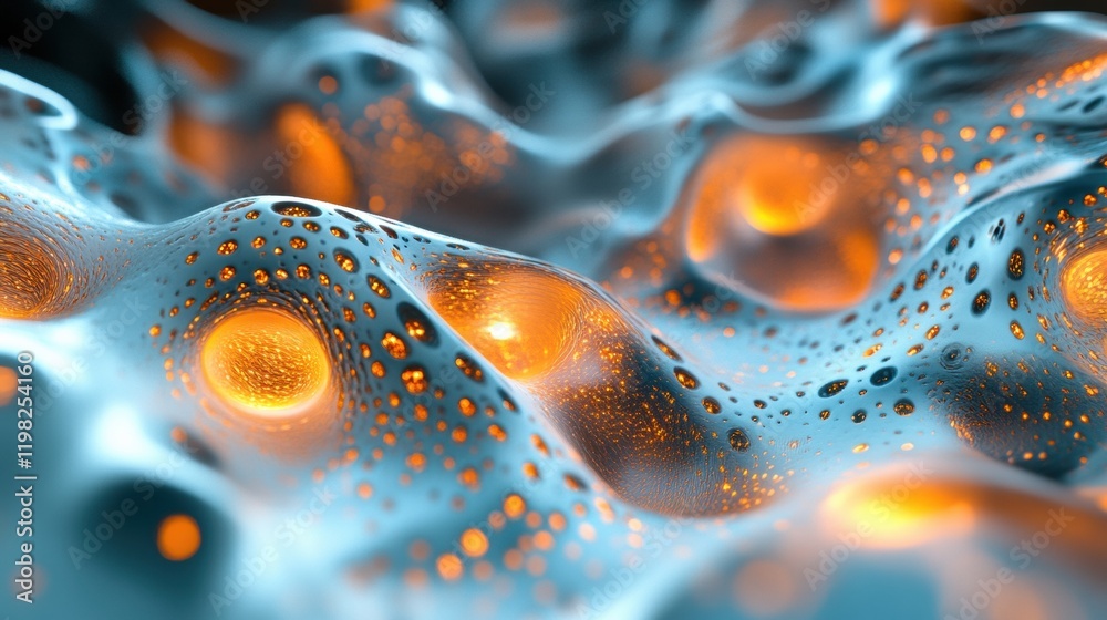 Poster 3d render of colorful microbes displaying intricate textures in a microscopic environment. generativ