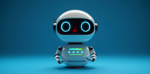 Fototapeta premium Cute and Friendly Robot Character with Bright Blue Eyes and Futuristic Design