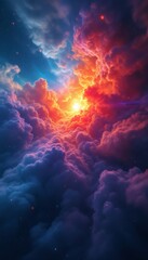 Cosmic Radiance Abstract Galactic Core with Vibrant Swirling Gases and Mystical Glow