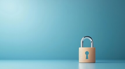 Fototapeta premium Security Padlock on Blue Background
