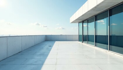 Obraz premium Modern Rooftop View, Minimalist Architecture, Cityscape in Distance