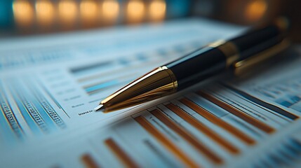 Fototapeta premium Financial analysis pen charts report