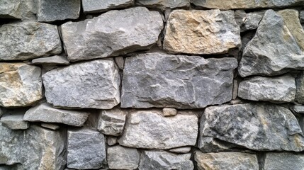 Fototapeta premium Close-up of a rustic stone wall with varied sized and colored stones.