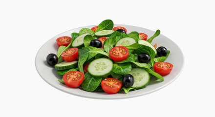 Fresh Green Salad with Cucumbers Tomatoes and Olives