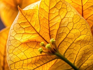 Macro Photography: Vibrant Yellow Bougainvillea Petal Detail