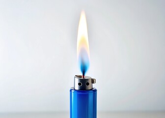 Minimalist Blue Flame Lighter Photography: Abstract Gas Fire Ignition