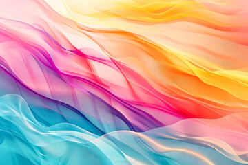 Fototapeta premium Colorful, abstract painting of a wave with a blue and yellow stripe. The painting is full of vibrant colors and has a sense of movement and energy