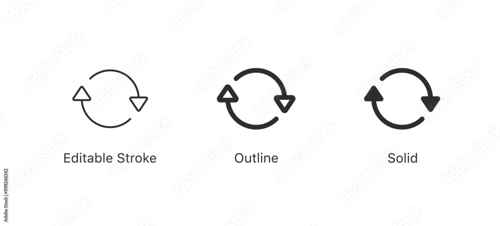 Poster Refresh icon vector. exchange icon symbol. recycle vector icon symbol. Repeat and reload icons set and sync arrow rotation circle. editable stroke outline style for app user interface and web elements