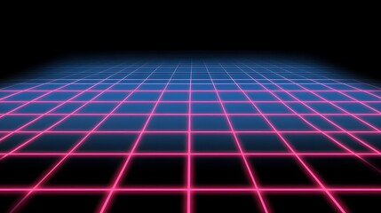 Retro Grid Pattern Neon Lights Digital Art