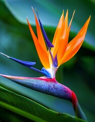 Vibrant Bird of Paradise flower in full bloom.