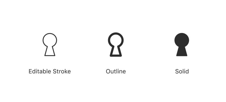 Key hole icon, Door keyhole icons button. editable stroke outline style for app user interface and web vector elements