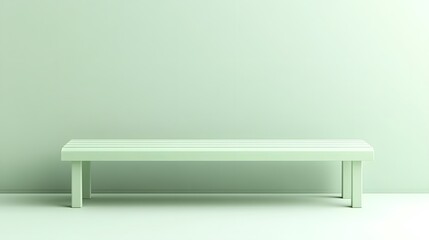 Light Green Bench Against Pale Green Wall