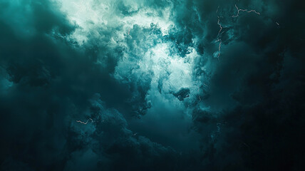 Obraz premium Dramatic dark stormy sky with lightning flashes. Intense, bold atmosphere. Powerful, impactful design, nature, weather