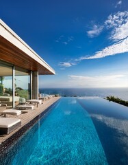 Fototapeta premium Luxury oceanfront home with infinity pool.