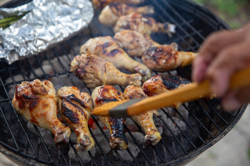 Chicken legs on the BBQ