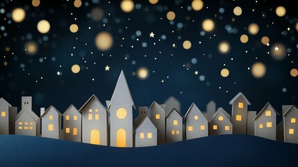 Fototapeta premium Craft made from cardboard, cute origami houses